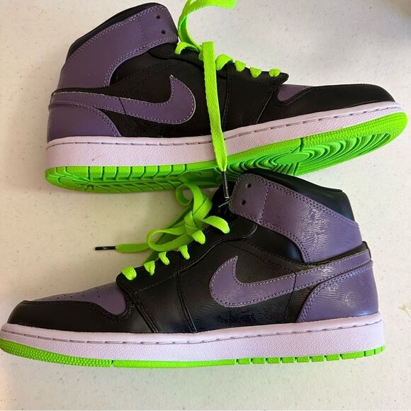 Nike Air Jordan 1 Retro Joker PURPLE and GREEN Size‎ 10 Night Vision 2012 - Picture 6 of 15